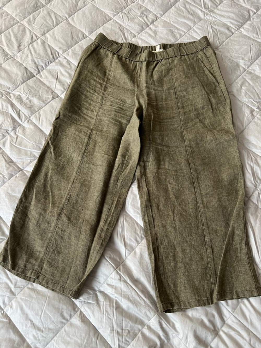 Eileen Fisher Women’s Olive Green Linen Pants Size Large